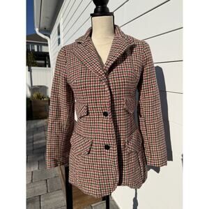 Vintage Kirkland Hall 70s Wool Blazer Women Small Houndstooth Heritage Academia